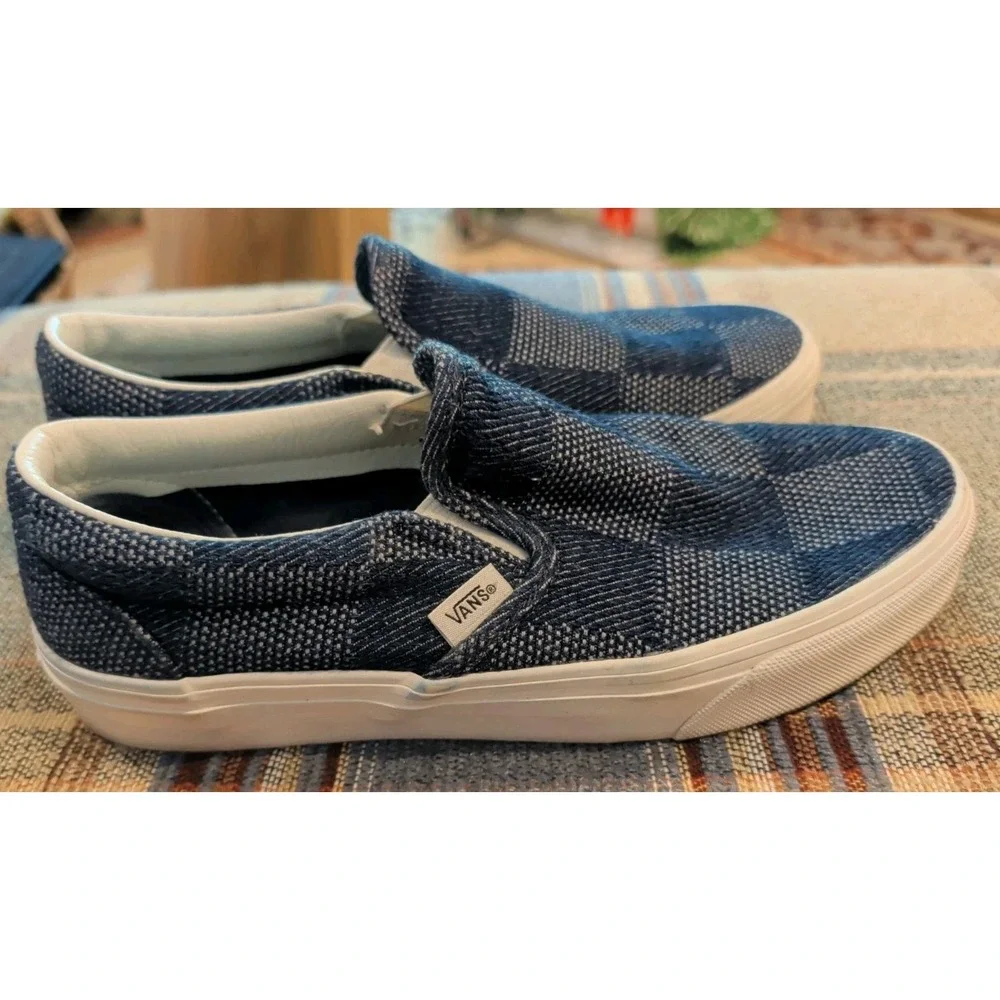 Unisex VANS DENIM CHECKERBOARD SLIP-ON Navy Blue (VN0A2Z41NVY) Size M 7.5 W 9